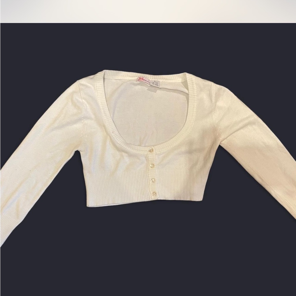 Lipstick Boutique White Buttoned Crop Blouse